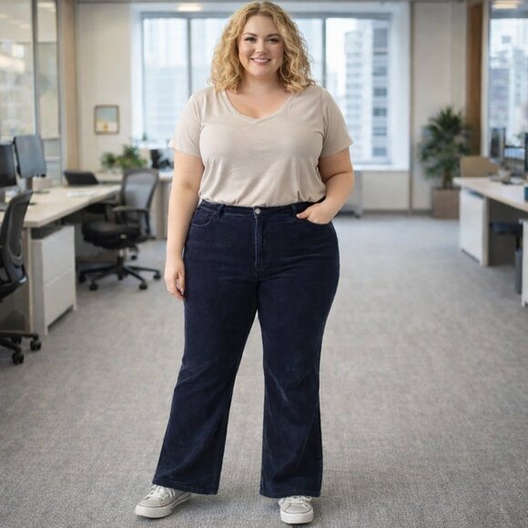 St. John's Bay Denim - St. John's Bay Black Corduroy Flared Leg Pants, Size 16